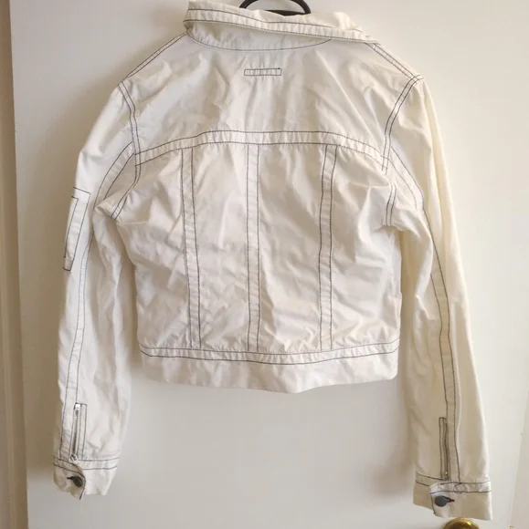 Sand White cotton jacket summer light zipper pockets 4 6 Island Cruise Vacation - Picture 4 of 15